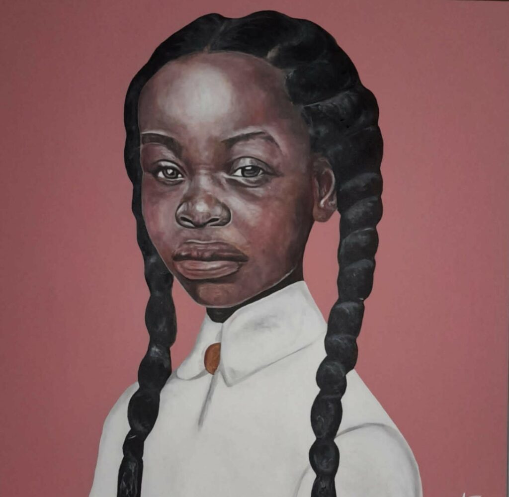 A painting by Ayabonga-Ntshongwana exhibiting at the Cape Town Art Fair