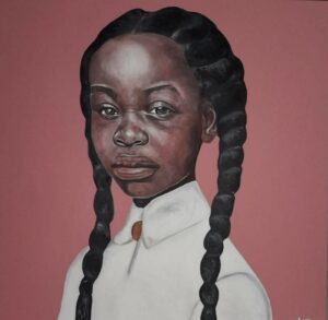 A painting by Ayabonga-Ntshongwana exhibiting at the Cape Town Art Fair