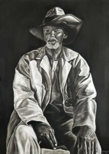 A painting by Yamkela Mandlevu exhibiting at the Cape Town Art Fair