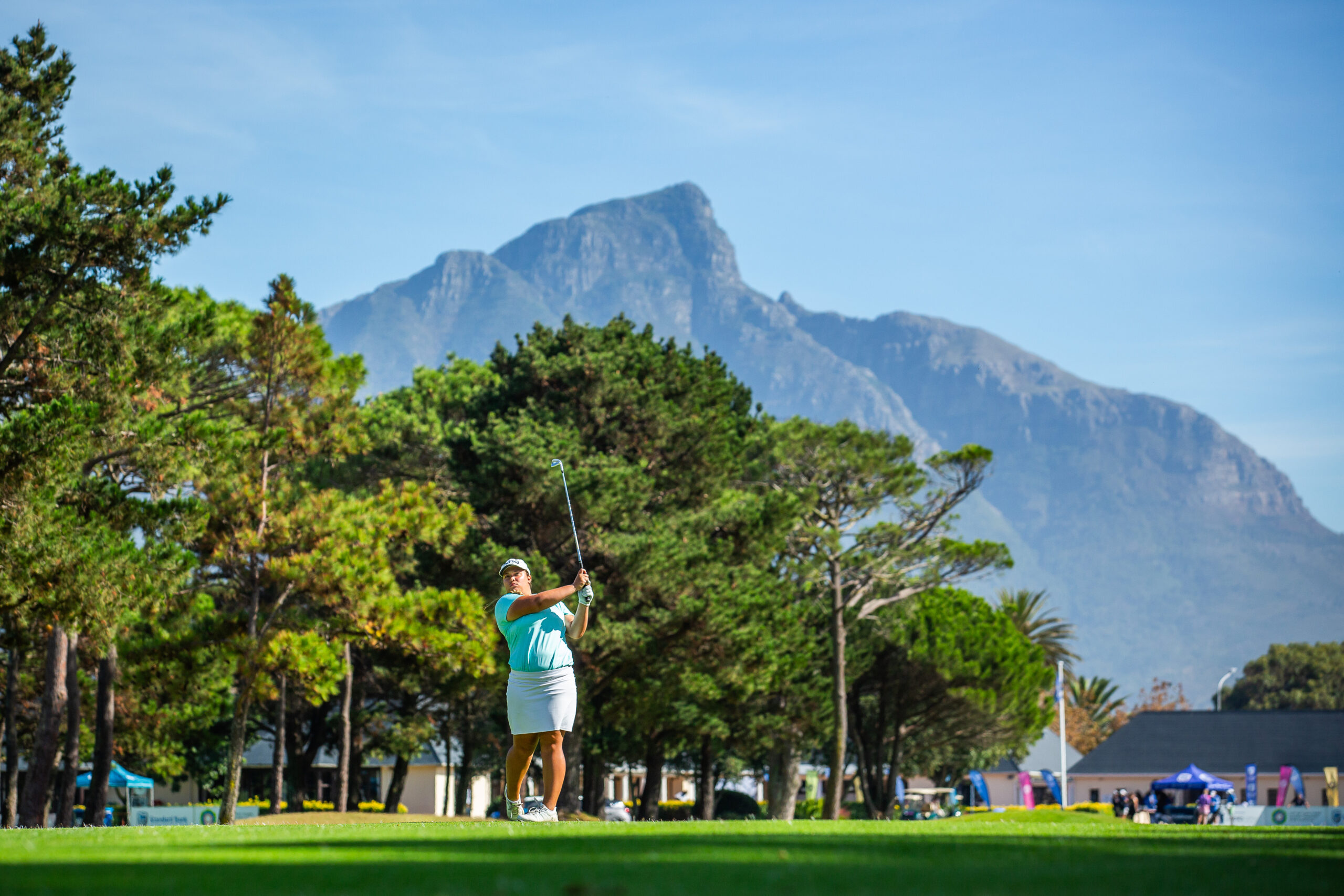 Gabrielle Venter hits a golf ball during the Standard Bank Ladies Open in Cape Town