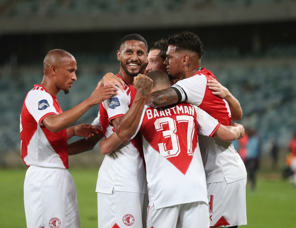 Cape Town Spurs players celebrating after scoring