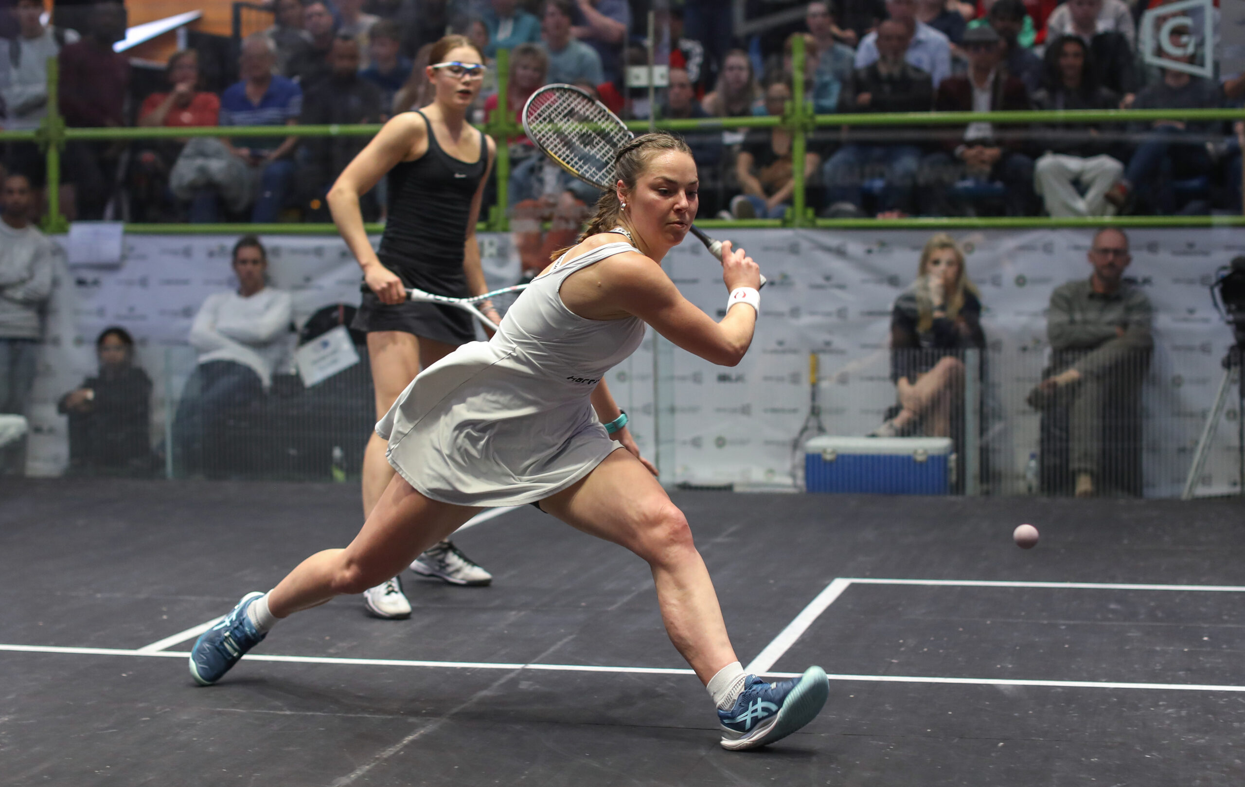 Shelomi Truter in her match against Savannah Ingledew during day 3 of the 2023 Growthpoint SA National Squash Championships