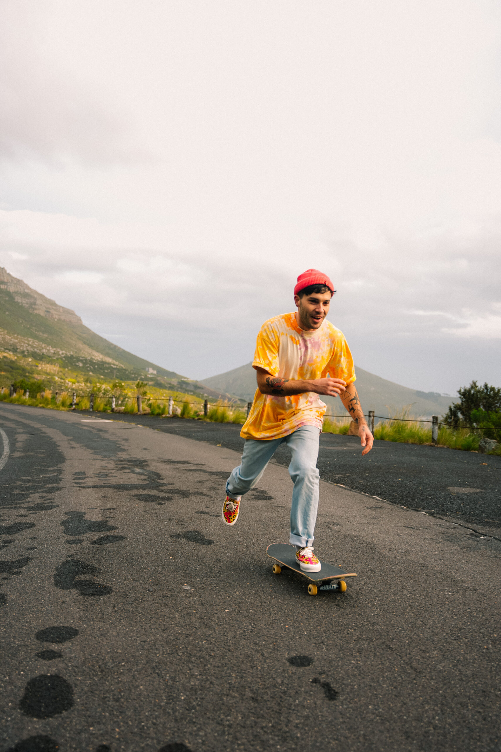 Matthew Mole skating with Cape Town backdrop