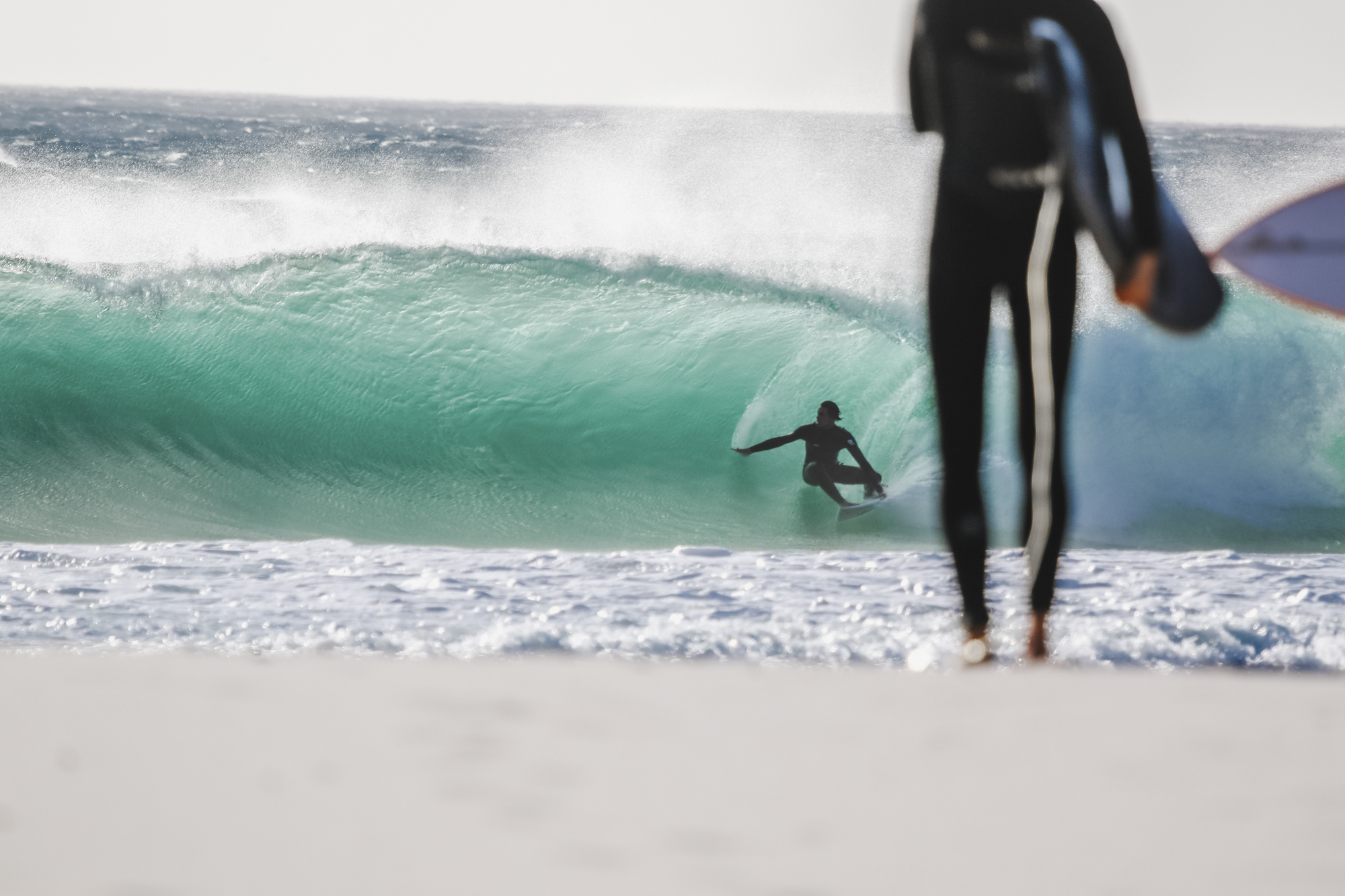 Surfer riding a wave