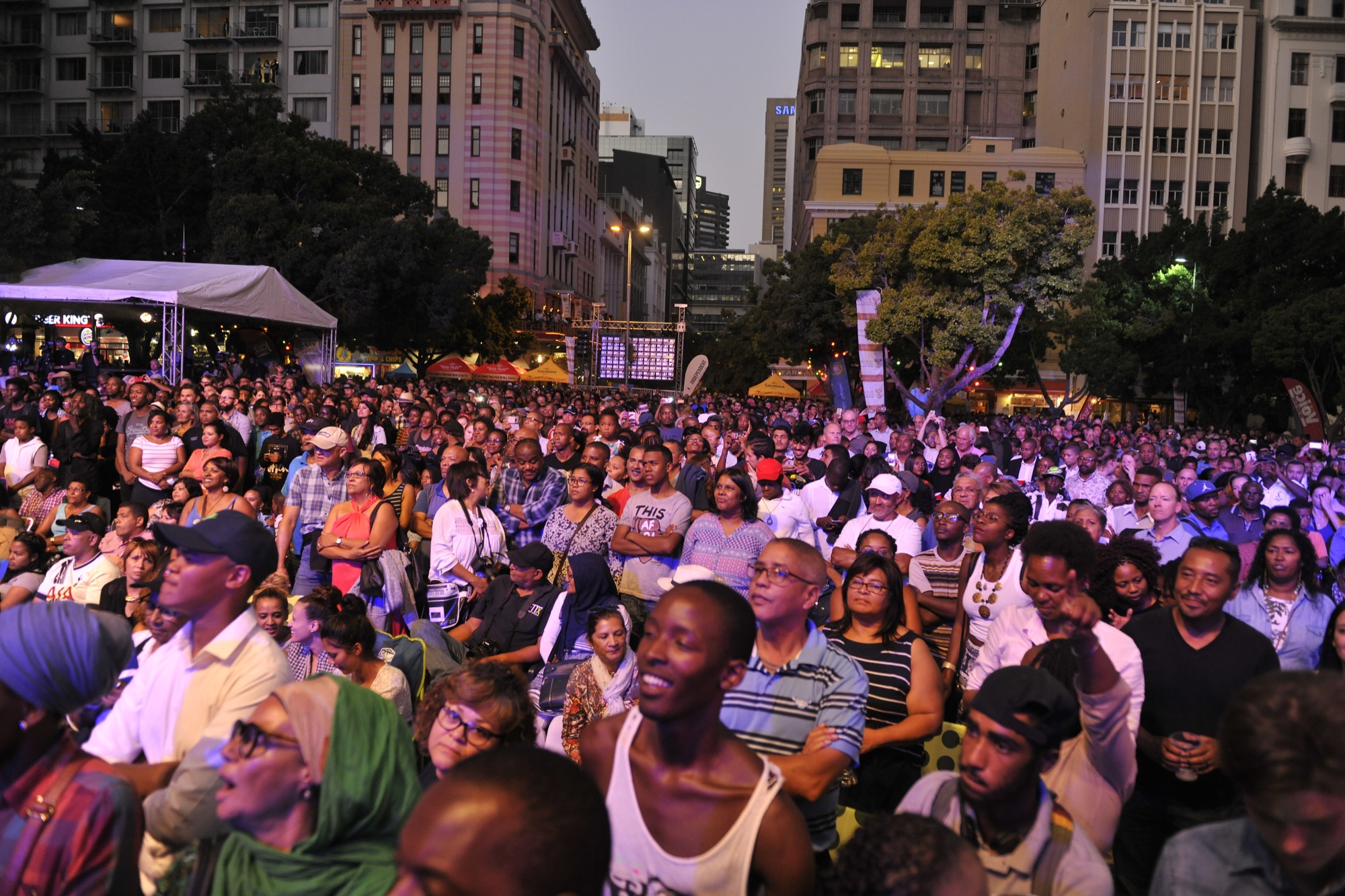 Spectators watch the CTIJF Free Concert on Greenmarket Square
