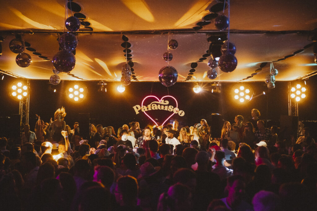 Crowd on the dance floor at Paradisco