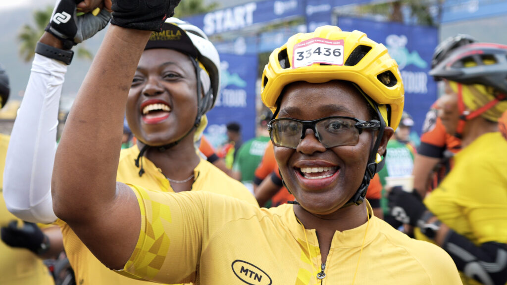 Caroline Matsimela at the start of the Cycle Tour in 2025