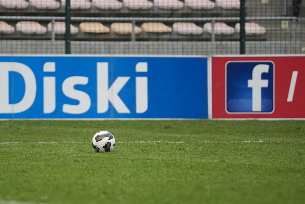 A football on the pitch at Athlone Stadium, homeground for Hope FC and Cape Town City FC
