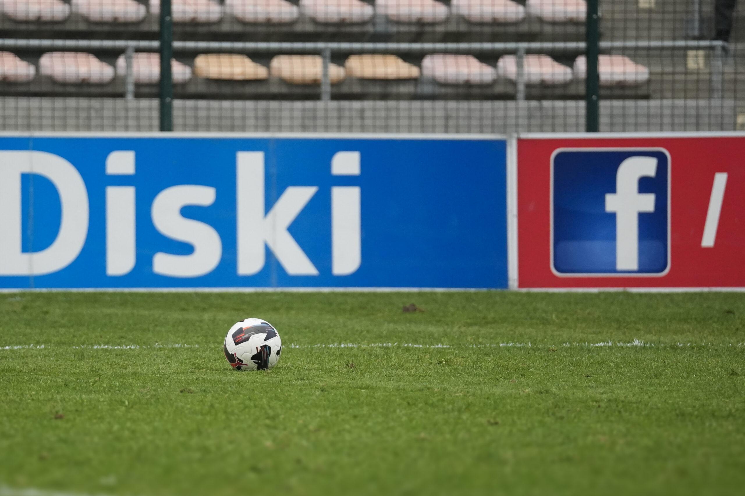A football on the pitch at Athlone Stadium, homeground for Hope FC and Cape Town City FC