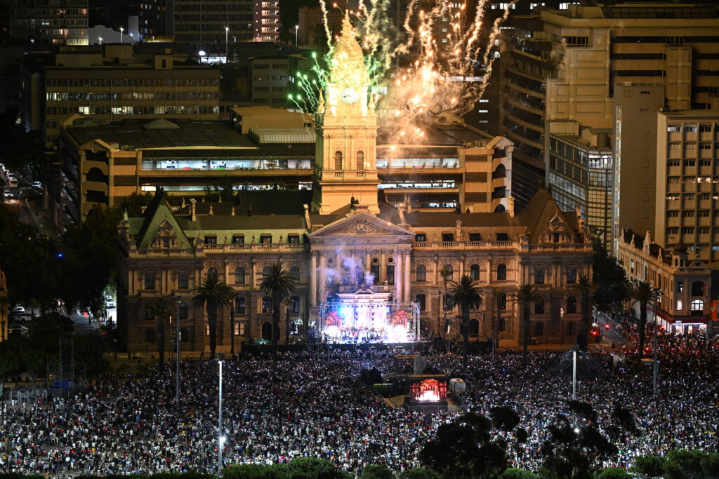 Fireworks over City Hall during he Cape Town Festive Lights Switch-On event