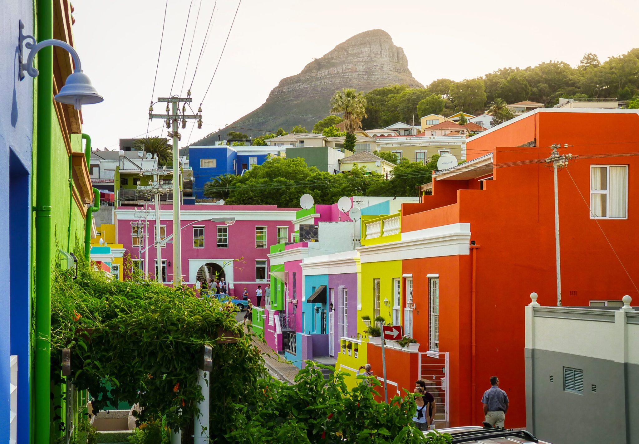 Colourful buildings in Bo-Kaap district in Cape Town, South Afri